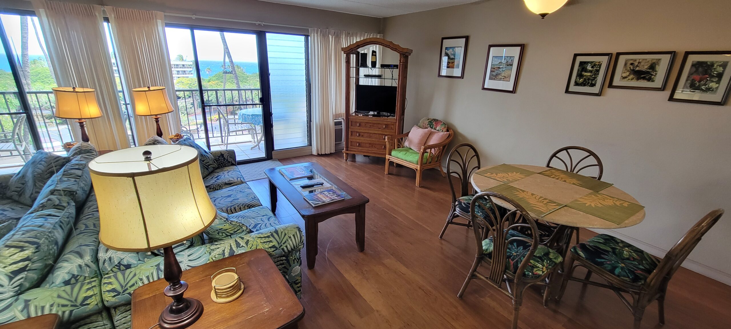 Cozy living room with balcony view.